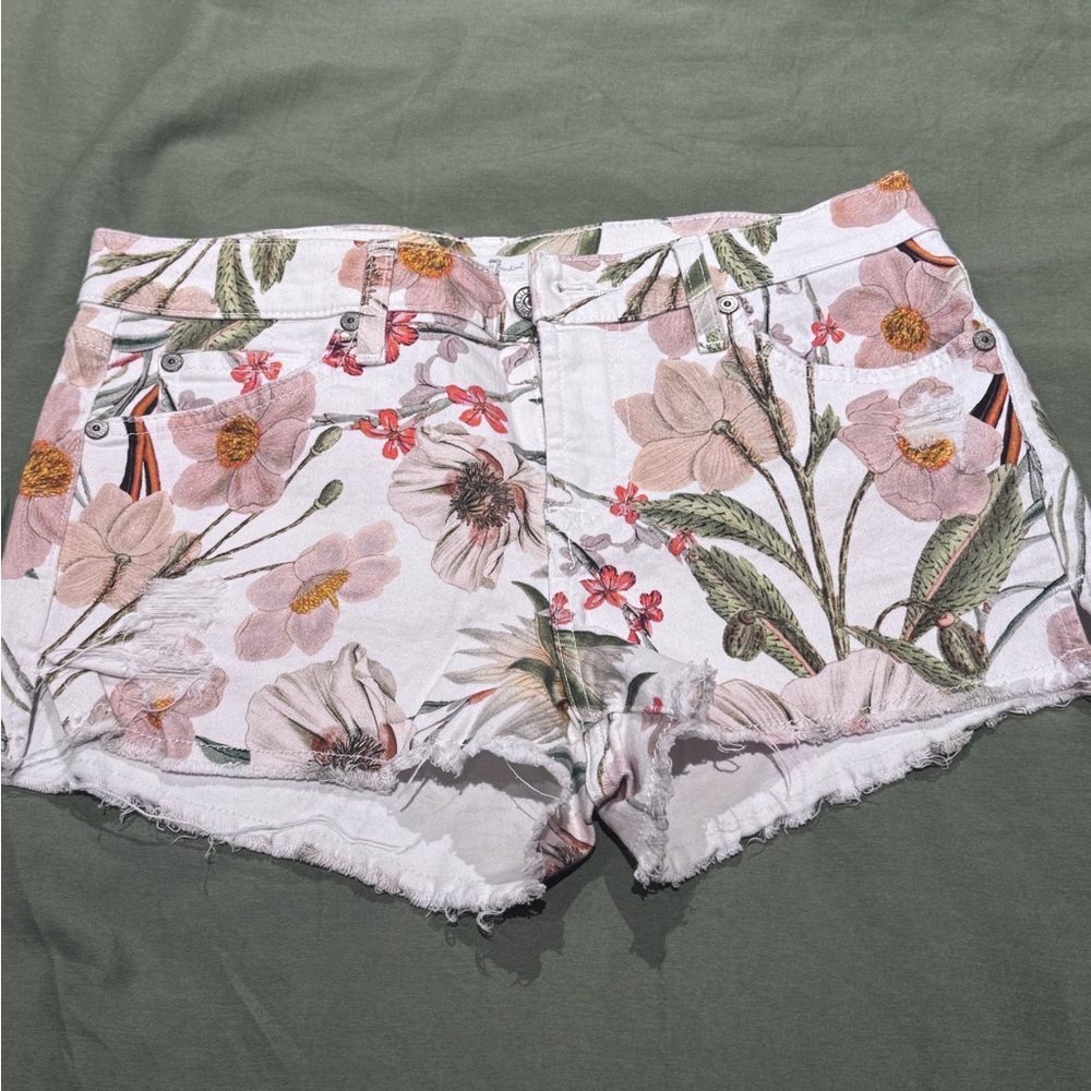 7 For All Mankind Floral Denim Shorts - Sz 27